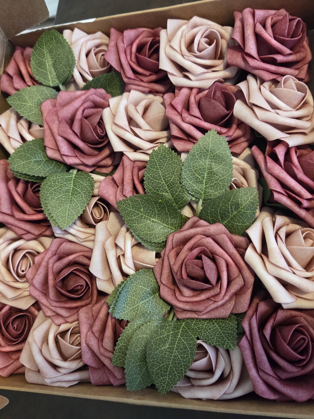 Ling's Moment Artificial Rose Flowers in Dusty Rose and Blush New In Box